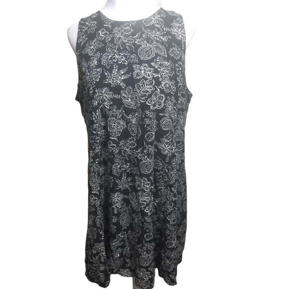 OLD NAVY Black and White Floral Sleeveless Peephole Neckline Slip Dress Sz. L - Picture 5 of 5